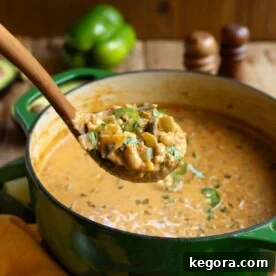 Vegetarian White Bean Chili in a green bowl