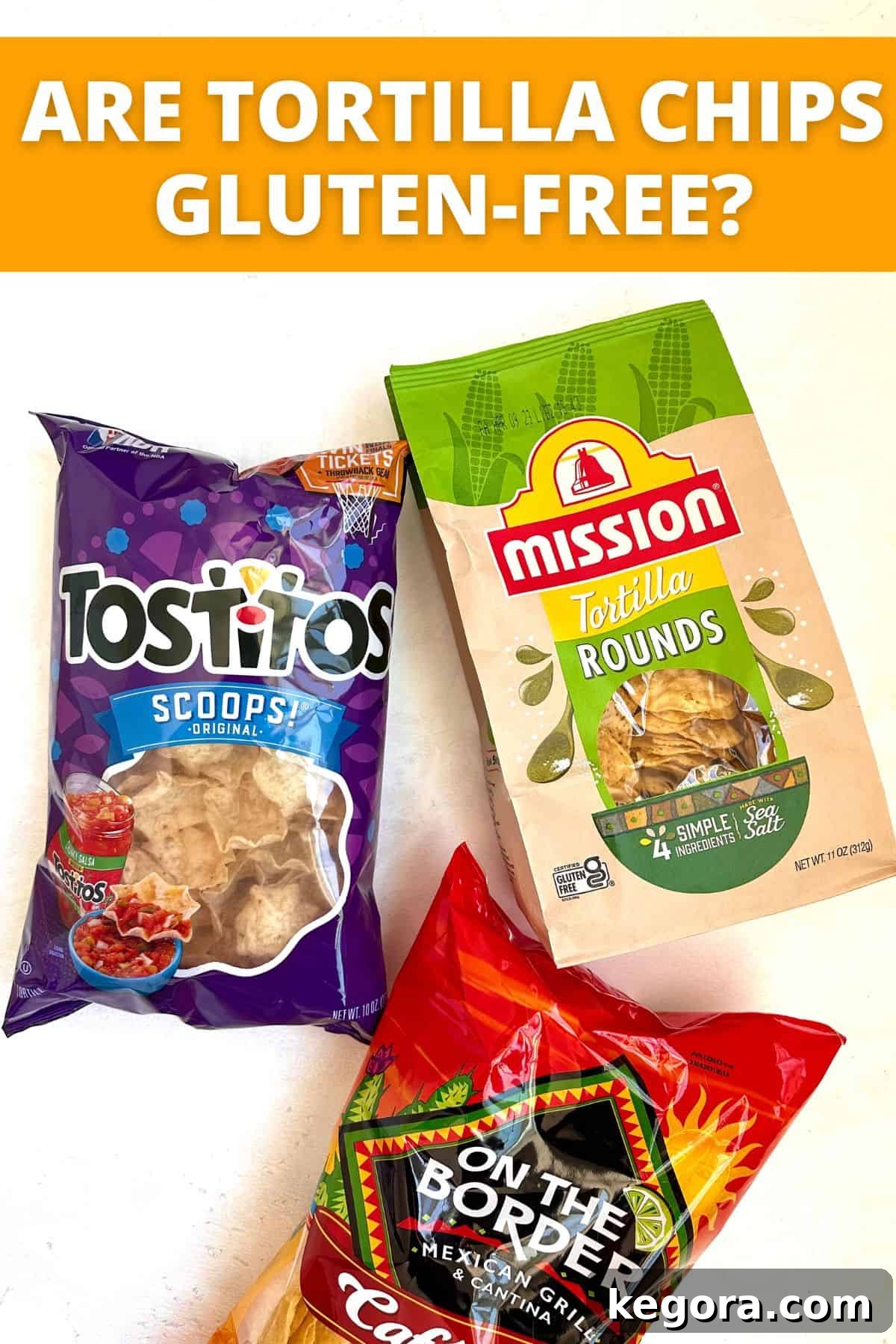 Unpacking Gluten in Tortilla Chips 2 3 tortilla chip packages on white background
