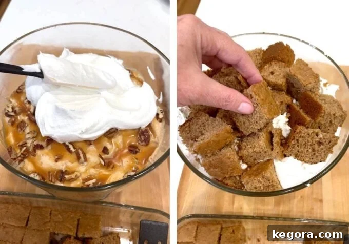 Stunning Make Ahead Pumpkin Trifle Fall Favorite 10 Toasted pecans sprinkled over pumpkin cream layer.