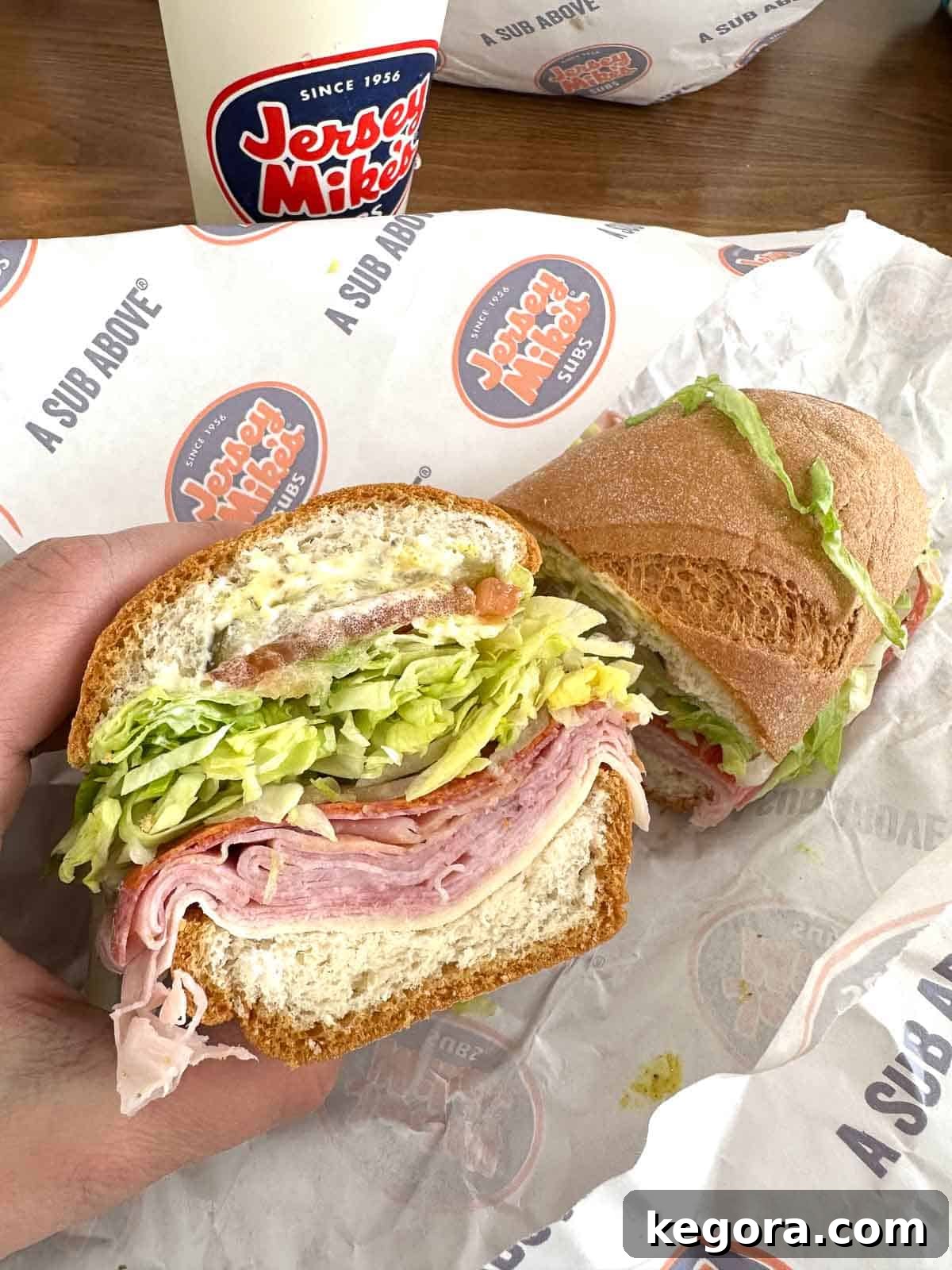 close up of gluten free sandwich from jersey mikes