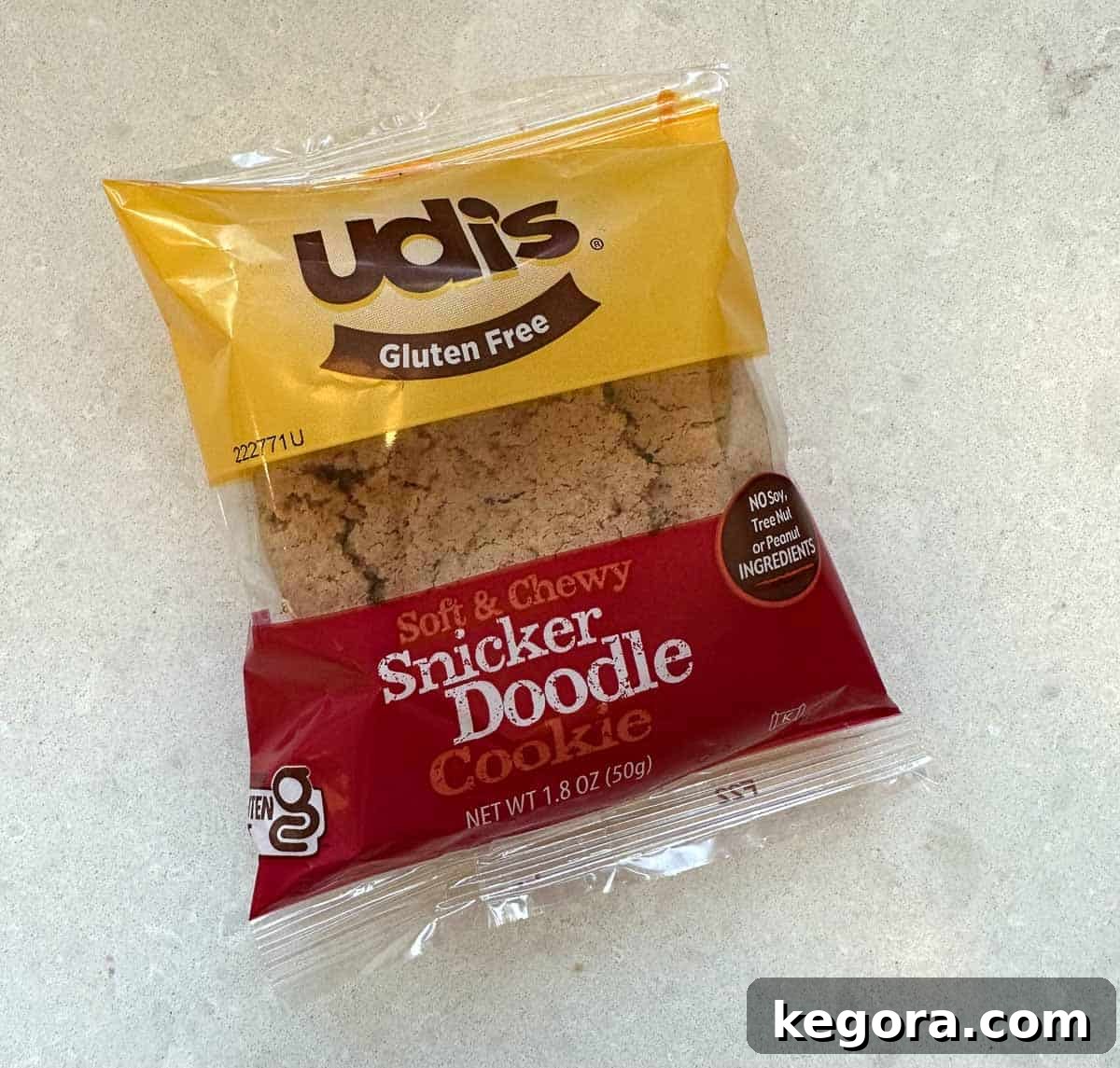 close up of udis snickerdoodle cookie