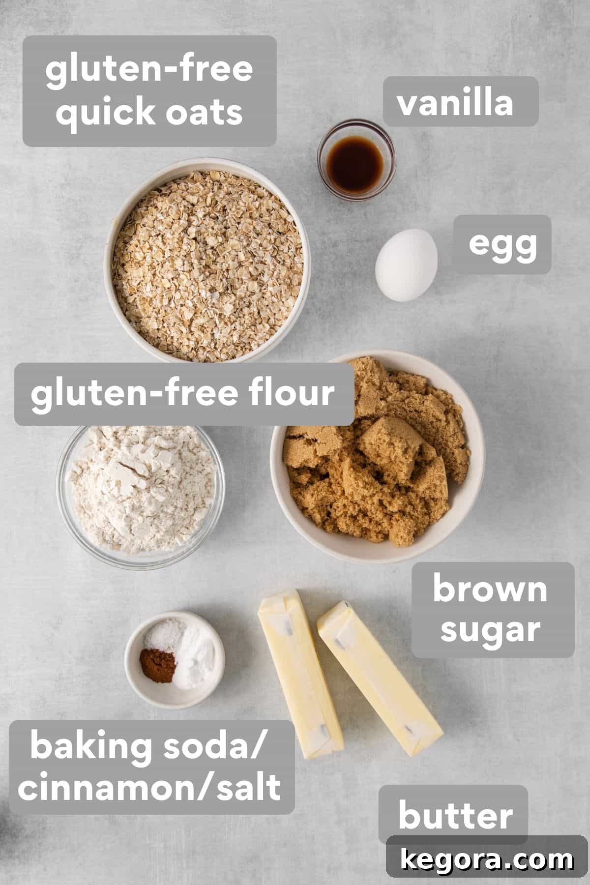 Oatmeal cream pie cookie ingredients on a counter top