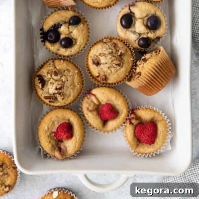 Oat flour muffins in a baking dish, ready to be enjoyed.