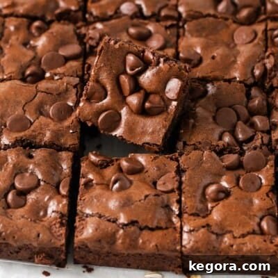 Oat flour brownies cut up in a baking dish, ready to be served