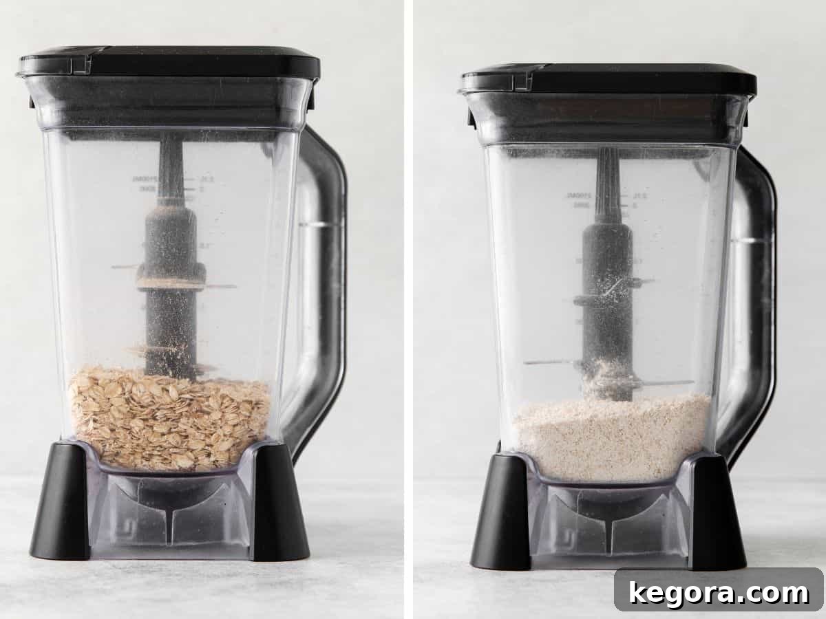 Oat Flour Alternatives 3 Oats in a blender, and oats blended up in the blender