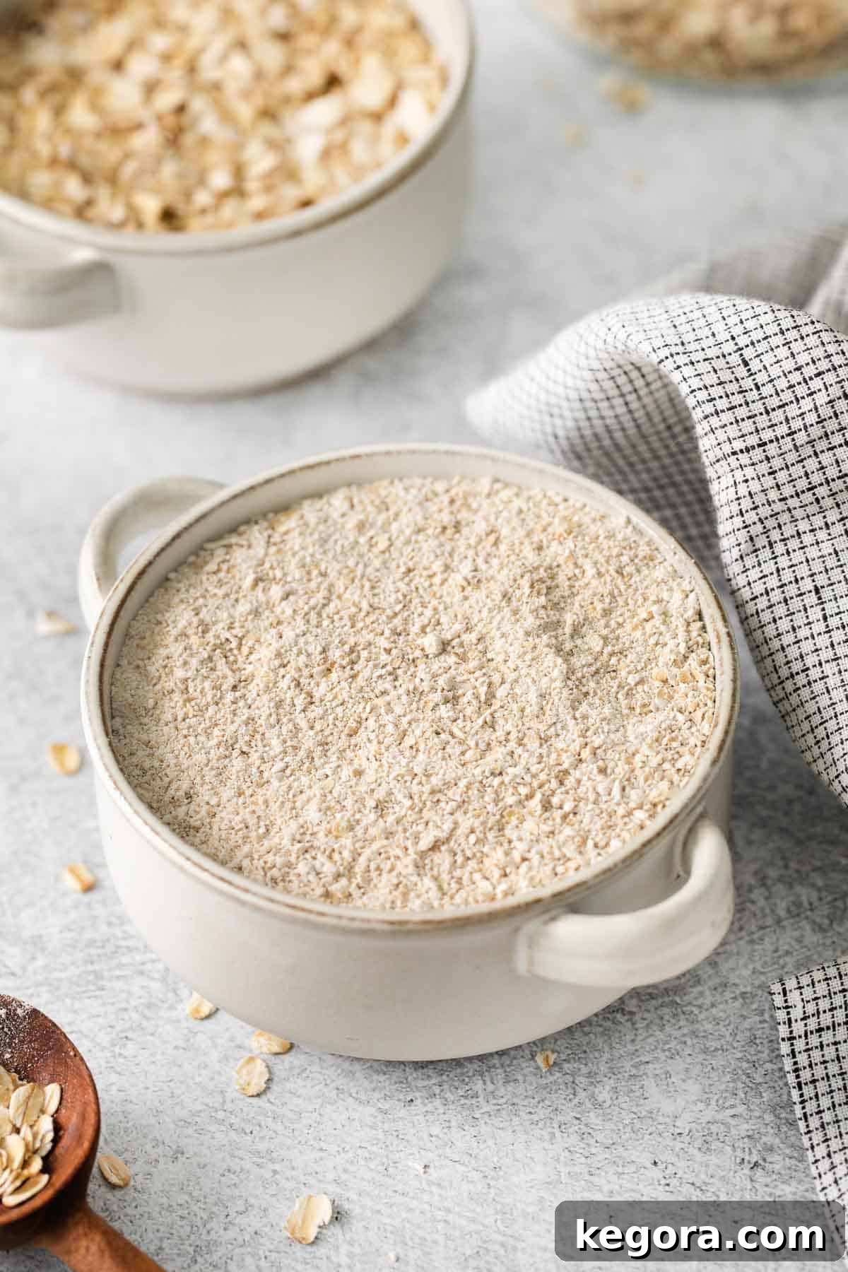 Gluten-free oat flour in a bowl