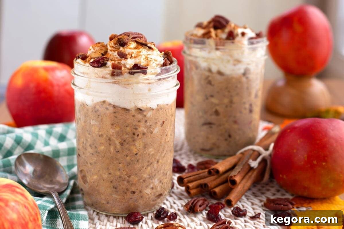 Spiced Apple Overnight Oats 7 Apple Overnight Oats served in a jar