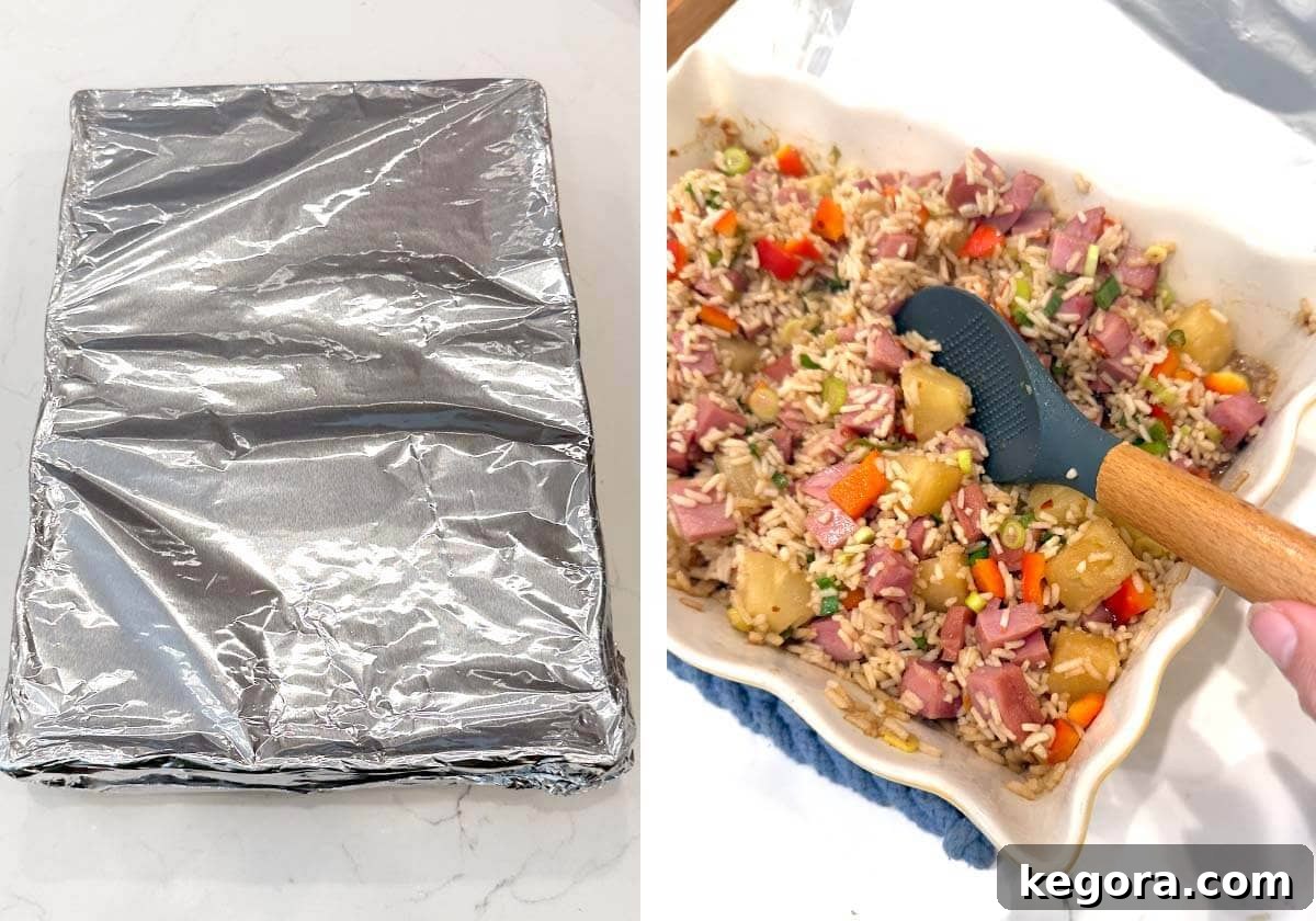 foil covered baking dish, stirring casserole halfway through.