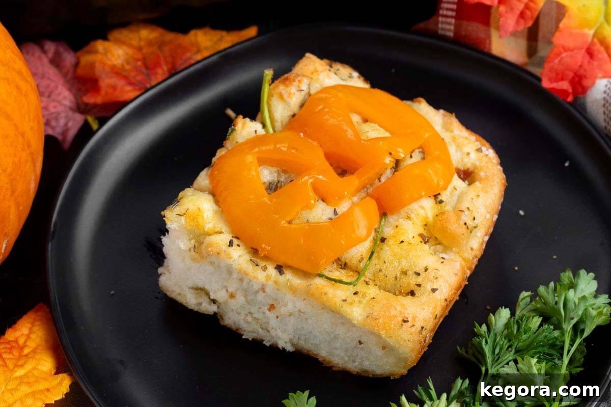 Halloween Focaccia Bread with more decorated scenes