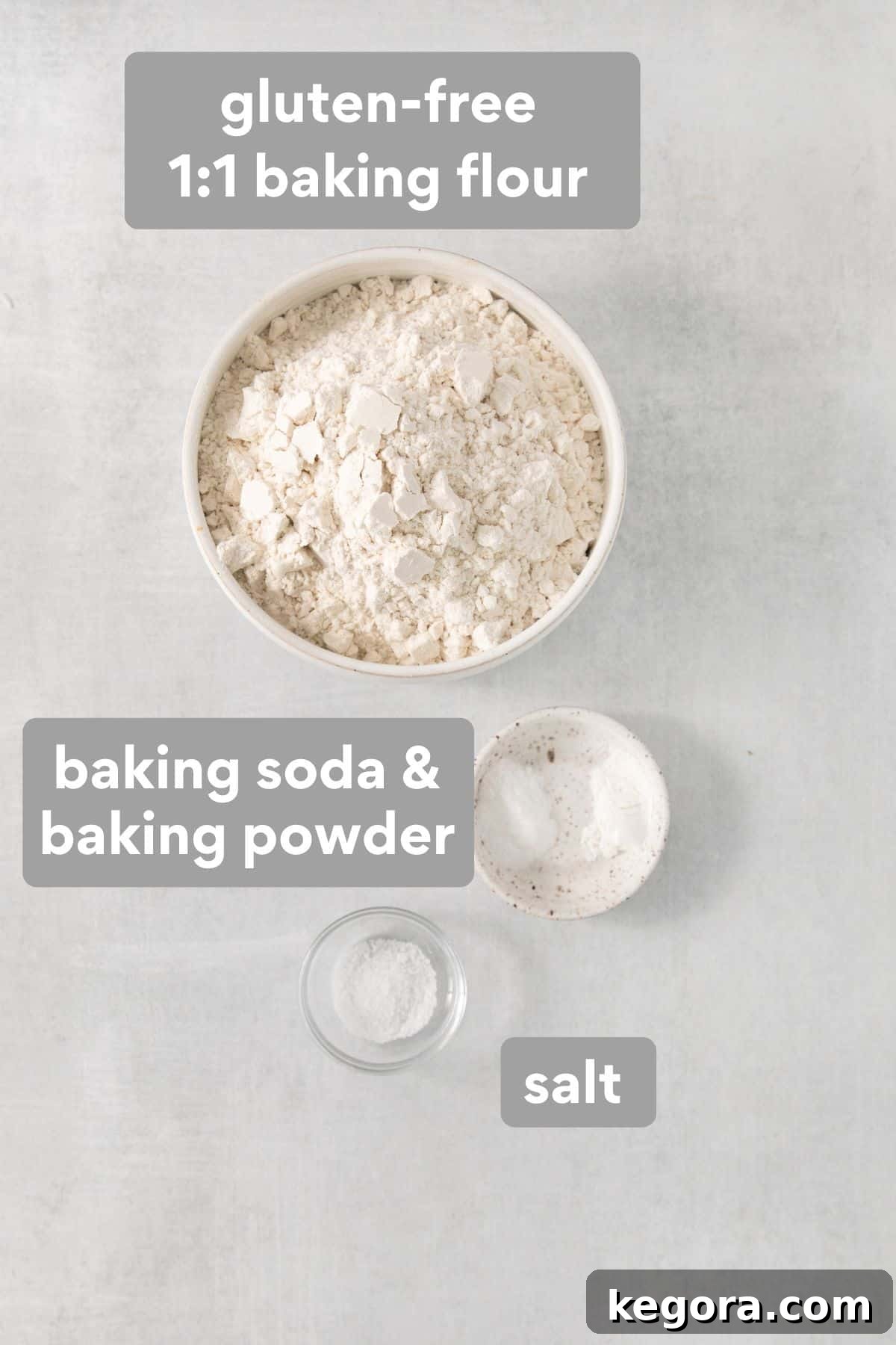 Zesty Lemon Gluten-Free Delights 3 Lemon cookie dry ingredients on a countertop