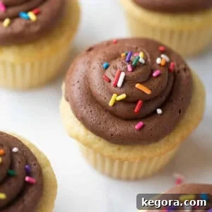 Close-up shot of perfectly frosted gluten-free cupcakes, indicating their deliciousness.