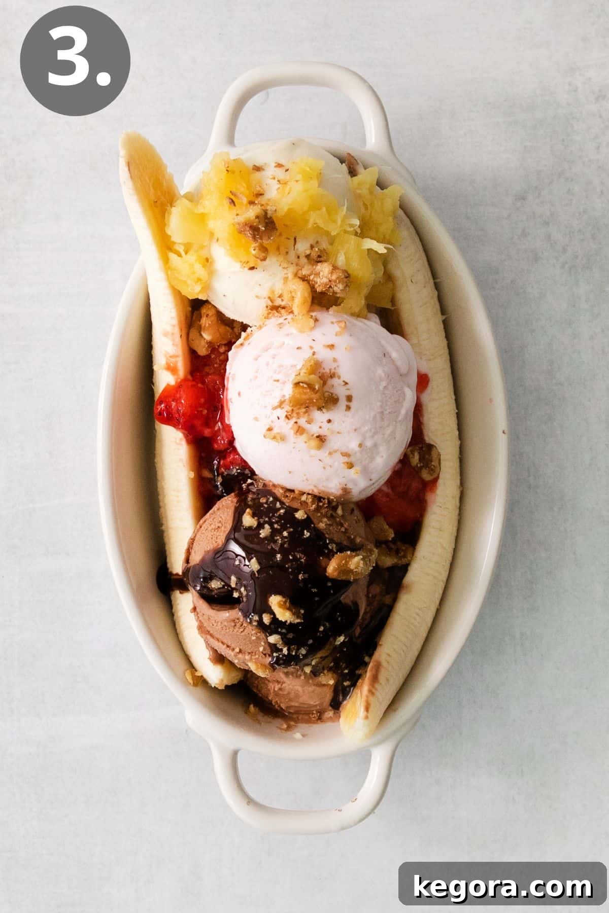 Timeless Banana Split Indulgence 6 Banana split in a dish