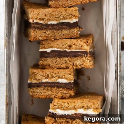 Gluten-free s'mores bars in a baking pan, ready to be served.