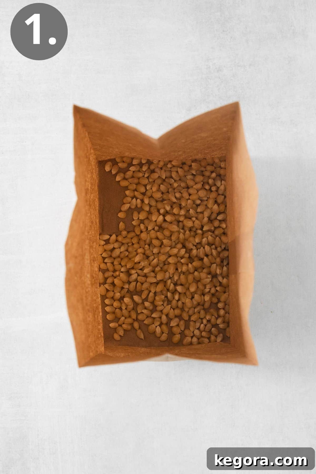 Effortless Caramel Popcorn Treat 4 Popcorn kernels in a brown bag