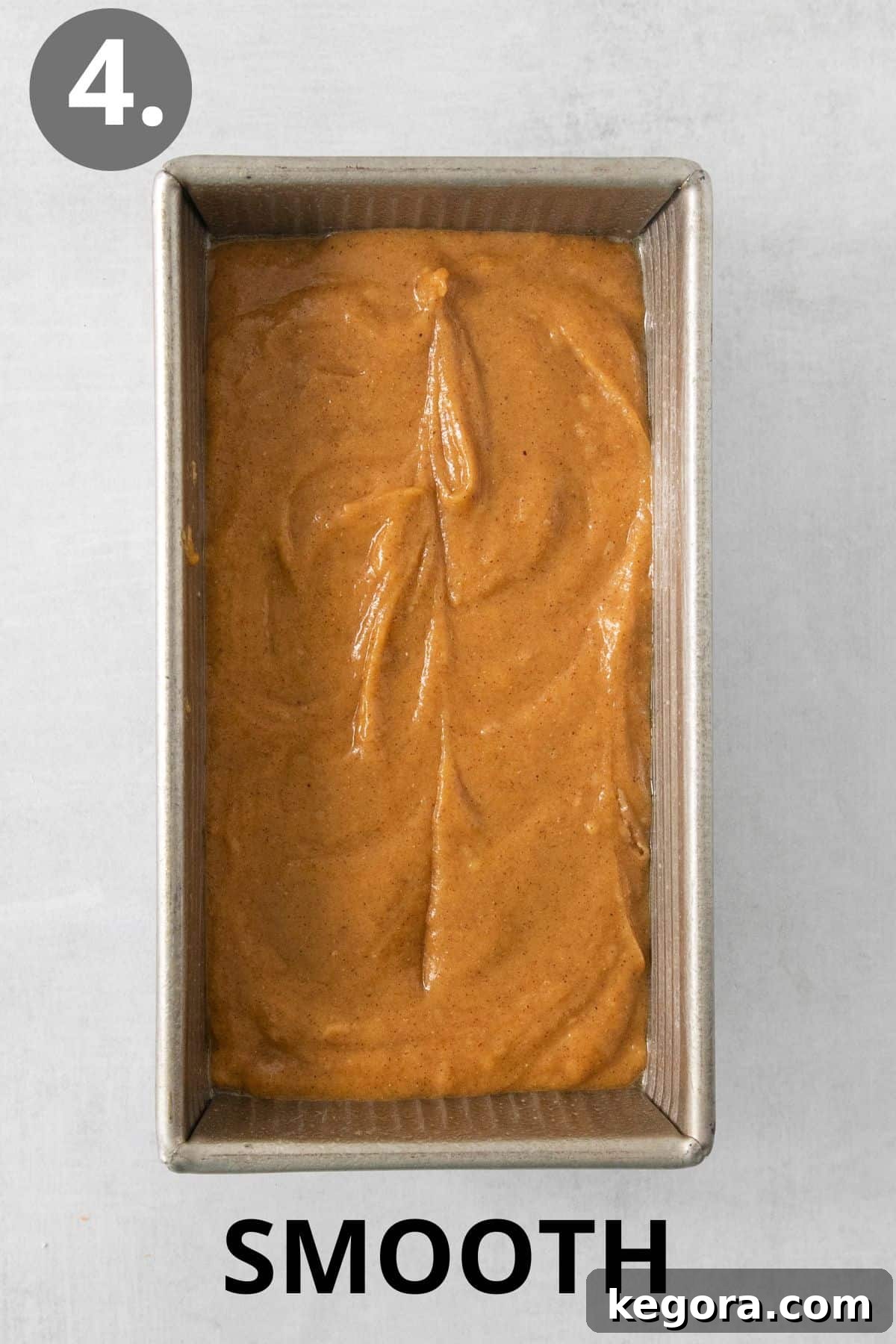 Cozy Gluten-Free Pumpkin Spice Loaf 8 Gluten-free pumpkin bread batter in a loaf pan
