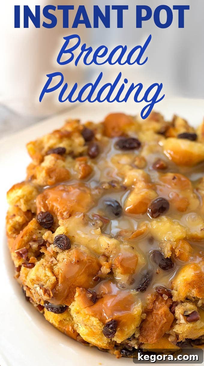 Decadent Instant Pot Bread Pudding 6 Instant Pot Bread Pudding is a rich and creamy dessert. Perfect for the Holidays, or make this pressure cooker bread pudding any time of the year! simplyhappyfoodie.com #instantpotrecipes #instantpotbreadpudding #pressurecookerbreadpudding #instantpotdessert