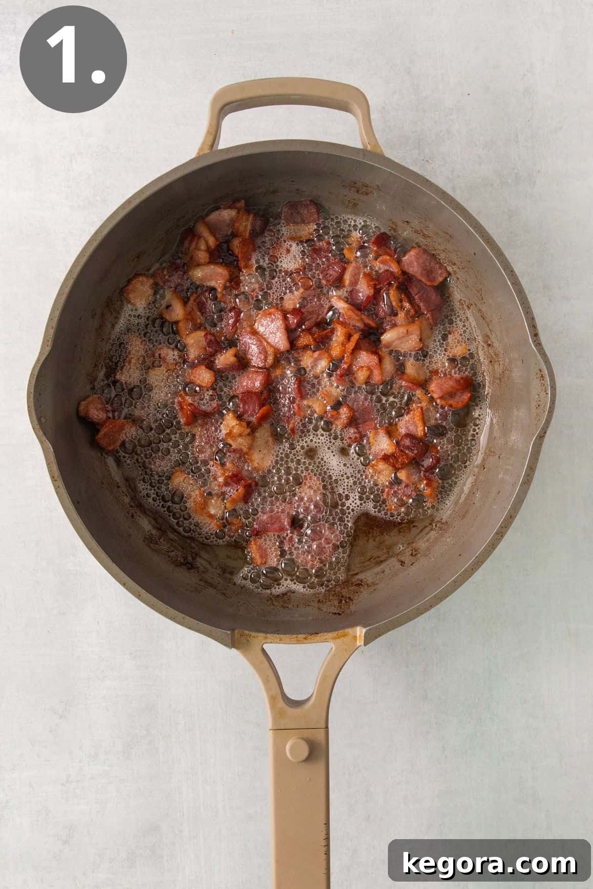 Bacon cooking in a skillet