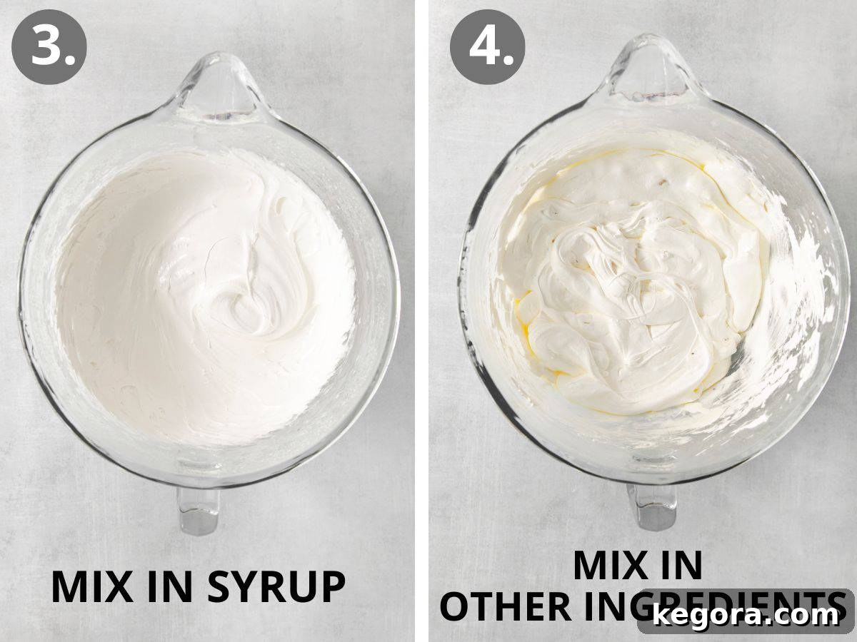 Crafting Irresistible Nougat 6 Whipped egg whites in a stand mixer bowl, ready for the syrup, a key step in the nougat making process.