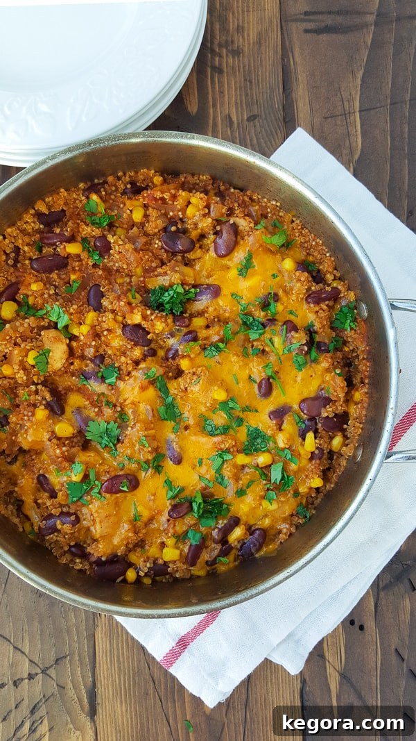 Skillet Southwestern Chicken and Quinoa ready to be served
