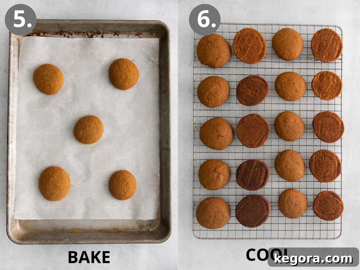 Pumpkin Spice Dreams: Gluten-Free Whoopie Pies 7 Baked whoopie pies cooling on a wire rack after being removed from the baking sheet.