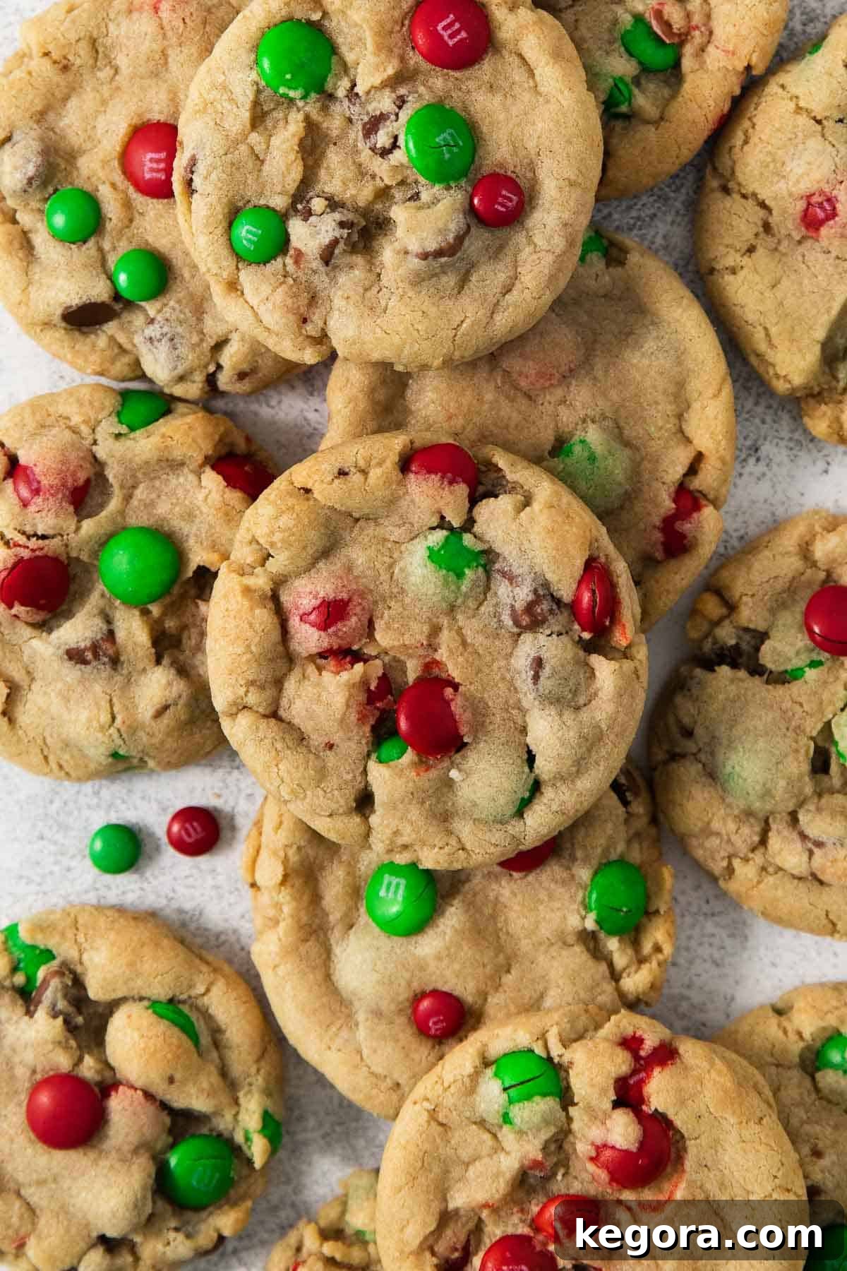 Vibrant Gluten-Free M&M Cookie Bliss 3 An array of freshly baked gluten-free M&M cookies cooling on a countertop, showcasing their vibrant colors and perfect texture.