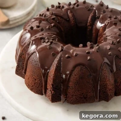 Decadent Gluten-Free Chocolate Bundt 8 gluten-free chocolate bundt cake on a platter