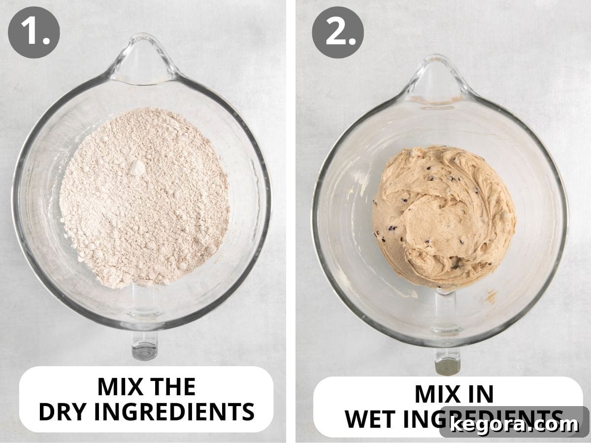 Fluffy Gluten-Free Hot Cross Buns 4 dry ingredients for gluten-free hot cross buns in a mixing bowl, and wet ingredients mixed in