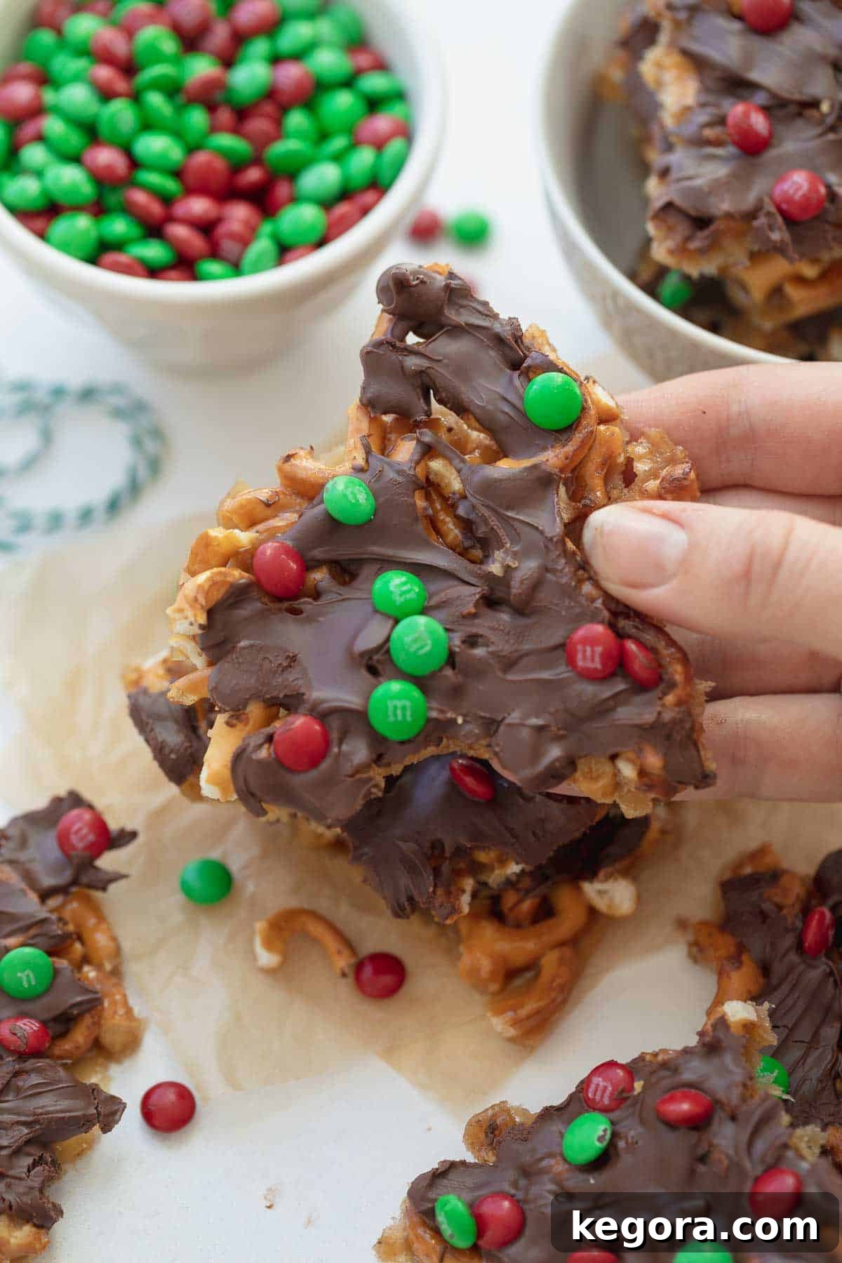 Festive Gluten-Free Pretzel Delights 9 Gluten-free Christmas pretzel treats arranged artfully, ready for serving or gifting