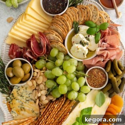 A close-up photo of a gluten-free charcuterie platter on a table, ready to be served.