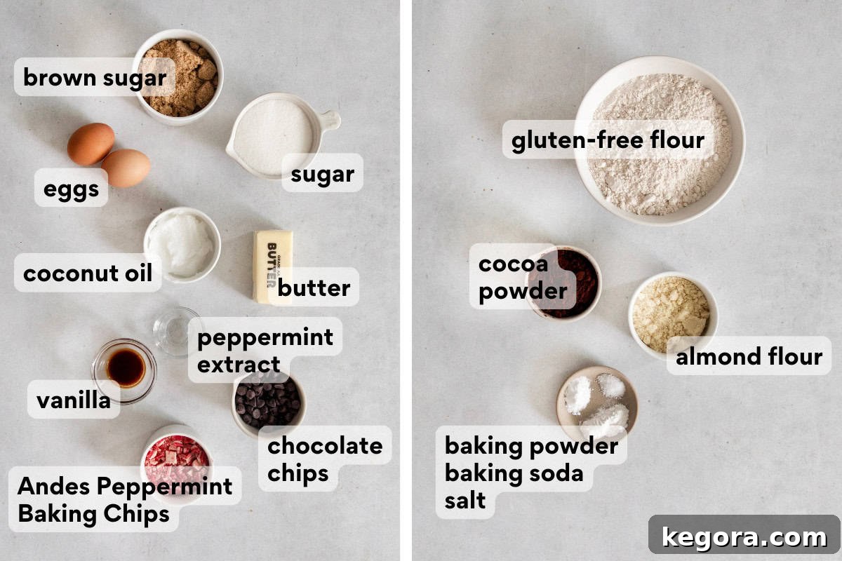 Heavenly Gluten-Free Peppermint Frosted Chocolate Cookies 4 Ingredients for gluten-free peppermint frosted chocolate cookies on a countertop