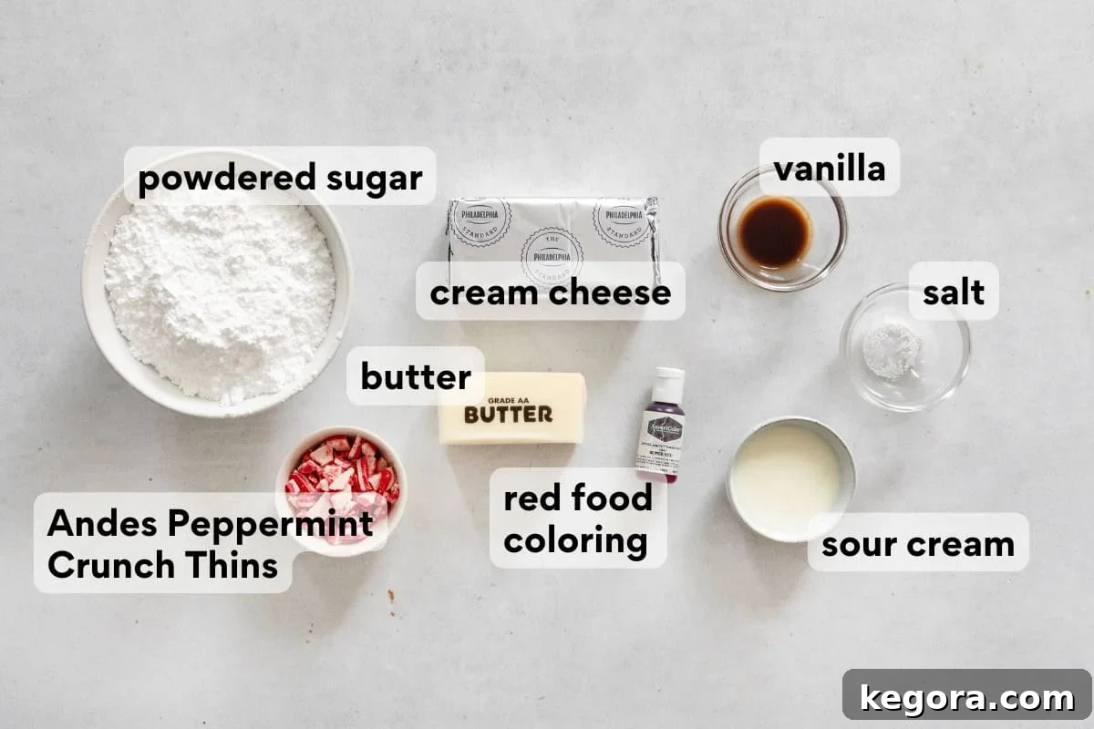 Heavenly Gluten-Free Peppermint Frosted Chocolate Cookies 5 Ingredients for gluten-free peppermint frosted chocolate cookie frosting on a countertop