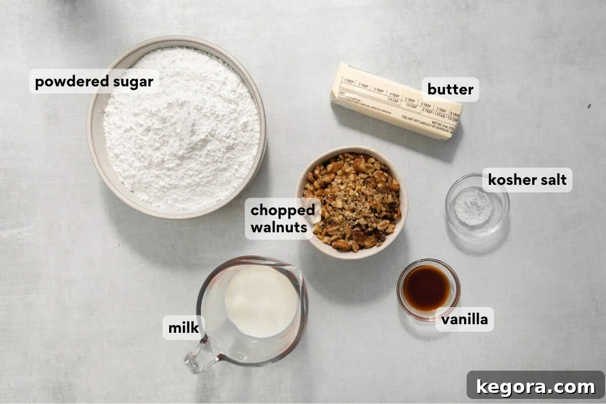 Ingredients for gluten-free brown butter banana bar frosting on a countertop