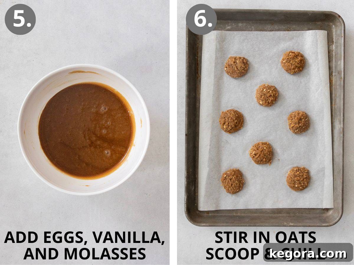Irresistible Gluten-Free Iced Oatmeal Cookies 9 Step 5: Mixing wet ingredients. Step 6: Scooping and chilling cookie dough balls.