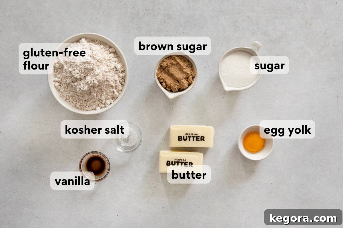 Ingredients for gluten-free millionaire's shortbread laid out on a countertop