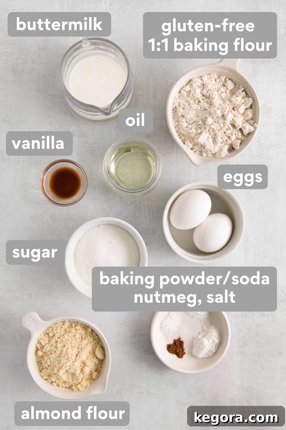 Ingredients for French breakfast puffs laid out on a countertop.