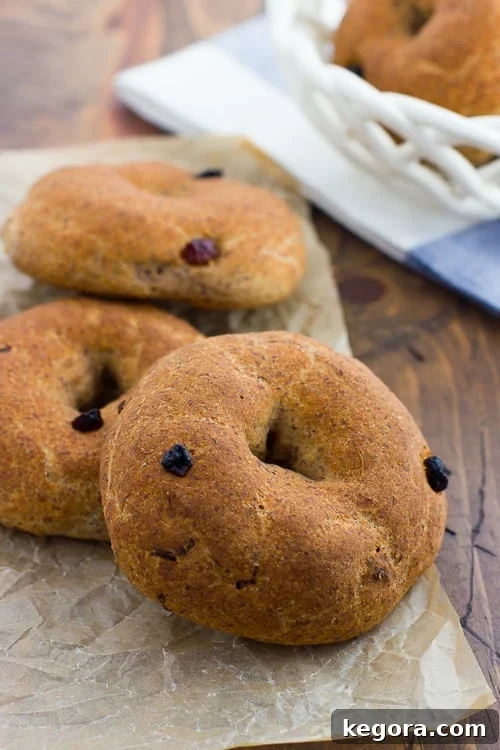 Freshly Baked Buckwheat Cinnamon Raisin Bagels