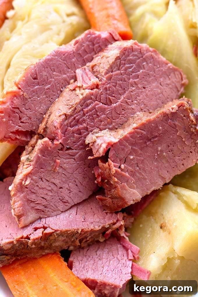Close up of Corned Beef Cabbage