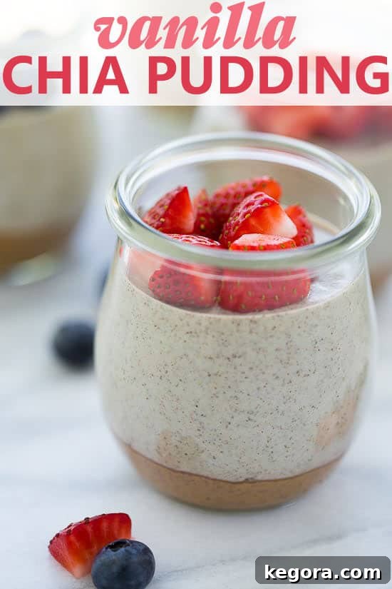Chia Seed Pudding Recipe close up shot of jar of chia pudding