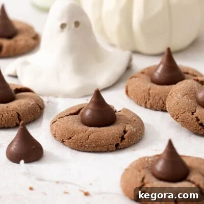 A cropped photo of gluten-free Nutella witch hat cookies on a wire cooling rack.