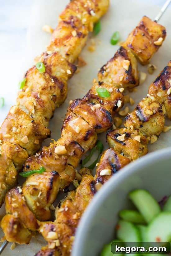 Flavorful Thai Peanut Chicken Skewers Gluten Free Dairy Free 2 Flavorful Thai Chicken Skewers with irresistible Peanut Sauce, perfect for summer grilling and naturally gluten-free.