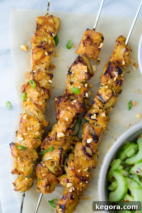 Flavorful Thai Peanut Chicken Skewers Gluten Free Dairy Free 4 Easy and Flavorful Thai Chicken Skewers with Peanut Sauce, a perfect summer grilling option.