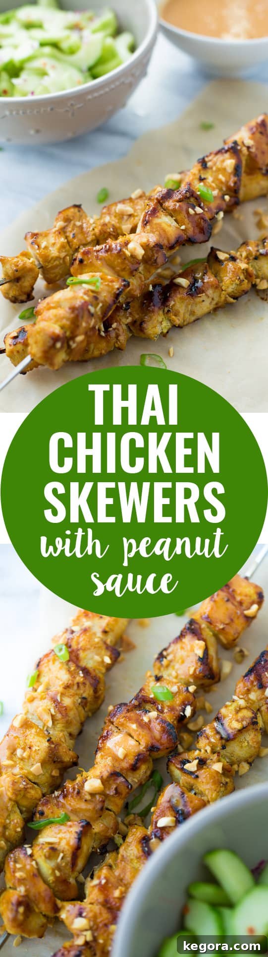 Flavorful Thai Peanut Chicken Skewers Gluten Free Dairy Free 6 Delicious Thai Chicken Skewers with Peanut Sauce, a healthy and easy dinner idea.