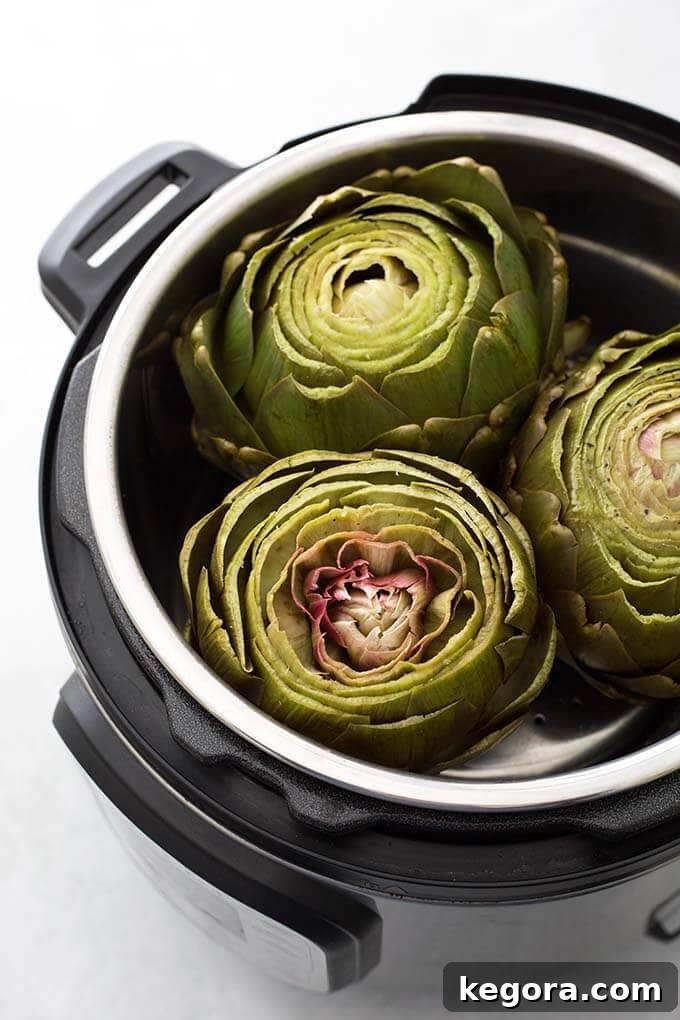 Three Whole Steamed Artichokes in an Instant Pot