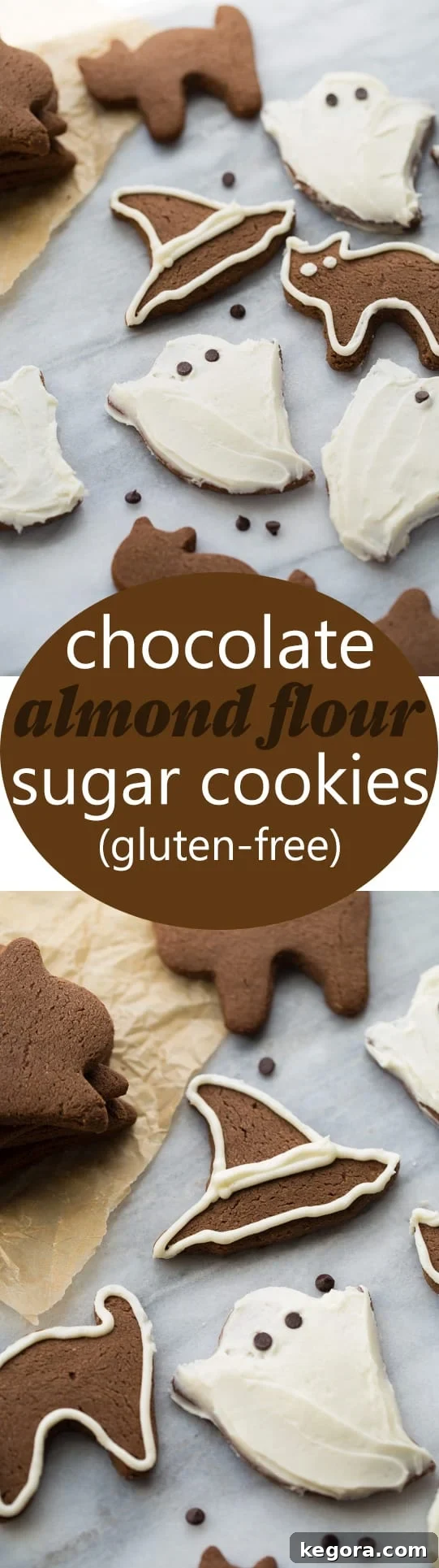 Rich Gluten-Free Chocolate Almond Cookies 5 A close-up of a stack of freshly baked Chocolate Almond Flour Sugar Cookies, emphasizing their rich color and texture.