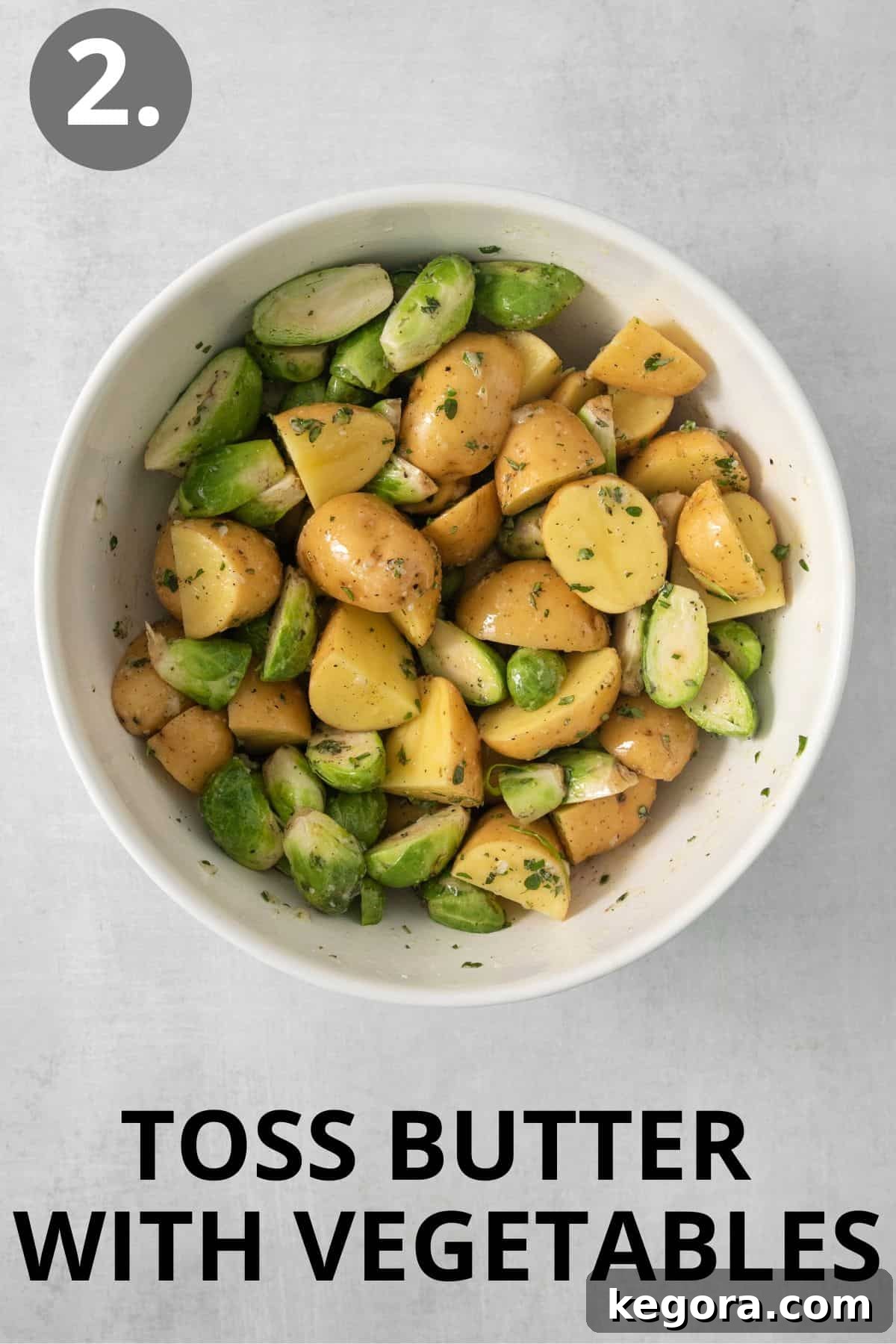 butter and vegetables tossed in a bowl