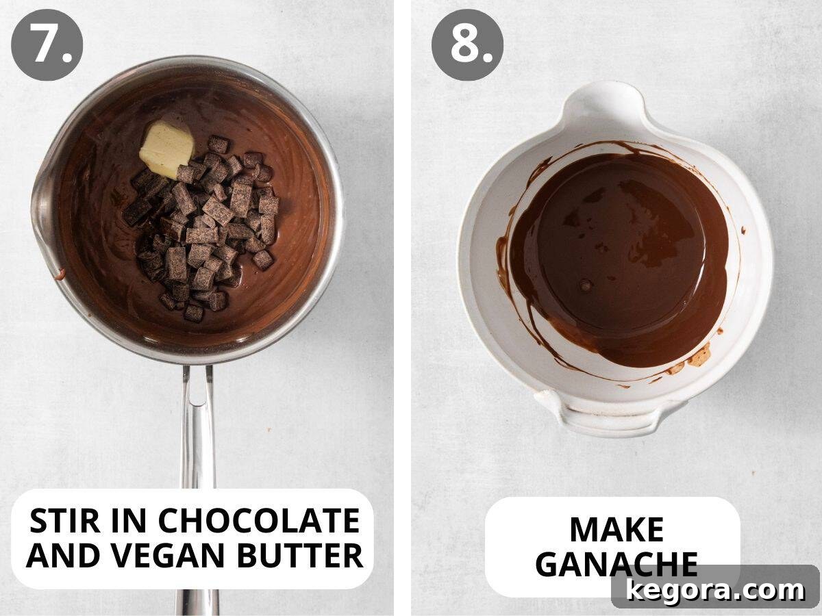 Preparing the chocolate ganache for the gluten-free dairy-free dessert.