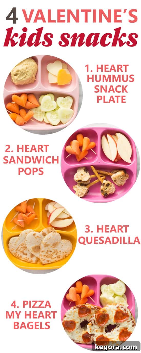 Pinterest graphic: 4 Kids Valentine's Snack! Easy, healthy snacks for the little loves in your life. Perfect for Valentine's Day Class parties and playdates! (Gluten-Free)