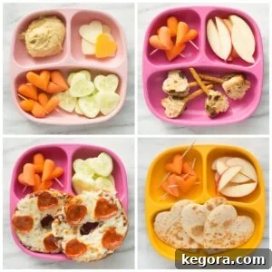 4 types of kids healthy valentines snack plates