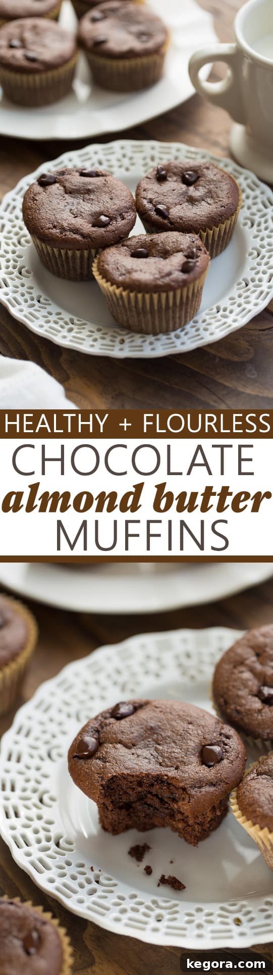 Healthy Chocolate Almond Butter Muffins! Flourless, gluten-free, refined-sugar-free and so easy to make! 