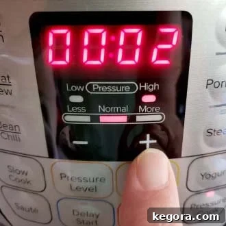 Instant Pot First Use Water Test 9 setting the time on the pressure cooker to 2 minutes for the Instant Pot water test